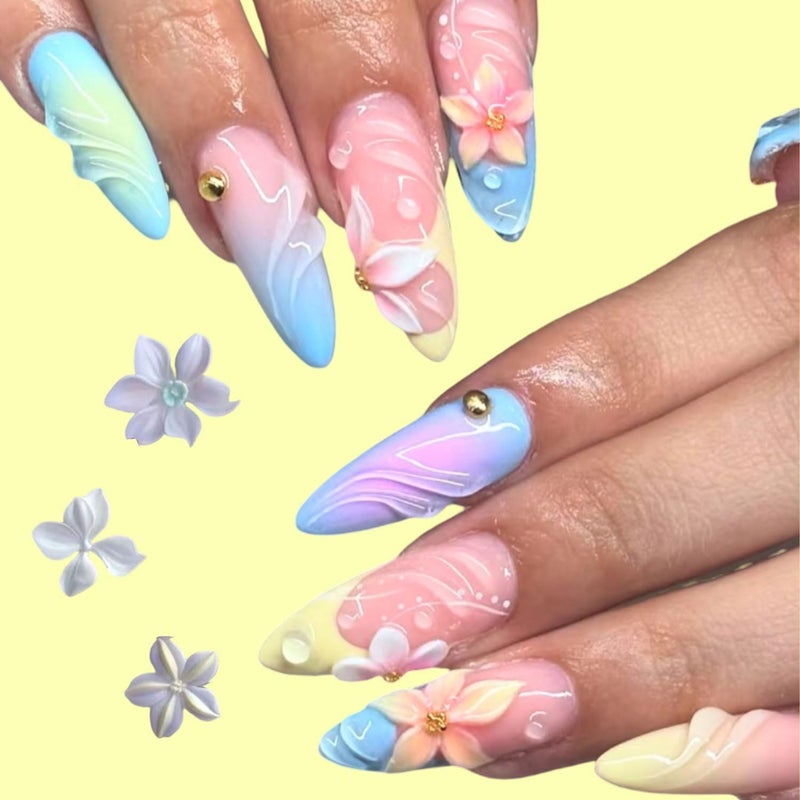 Mtruil 1 Pcs Silicone Nail Molds Flowers Nail Art Molds 3D Silicone for Gel with Carving Clear Modeling Clear Floral Nail Stencils Exquisite Blossom Design Carved Nails Mold Manicure Carving Mould for Women - Image 3